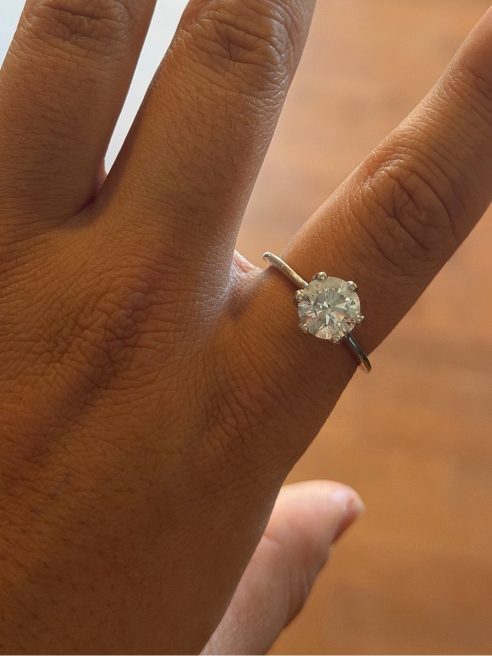 Round Solitaire Diamond 2.46ct, White Gold band 14k